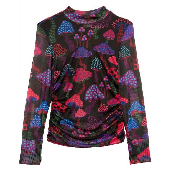FARM RIO Tops - NEW FARM RIO neon mushrooms mesh tee